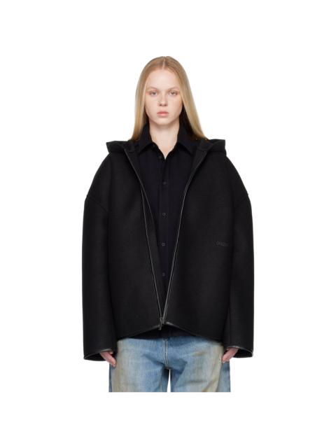 032c Black Neoprene Zip Up Hooded Jacket