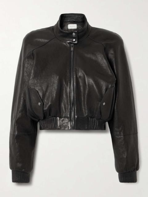 Cropped leather jacket Black