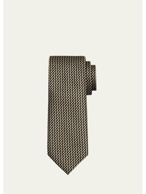 TOM FORD Men's Contrast Zigzag Silk Tie