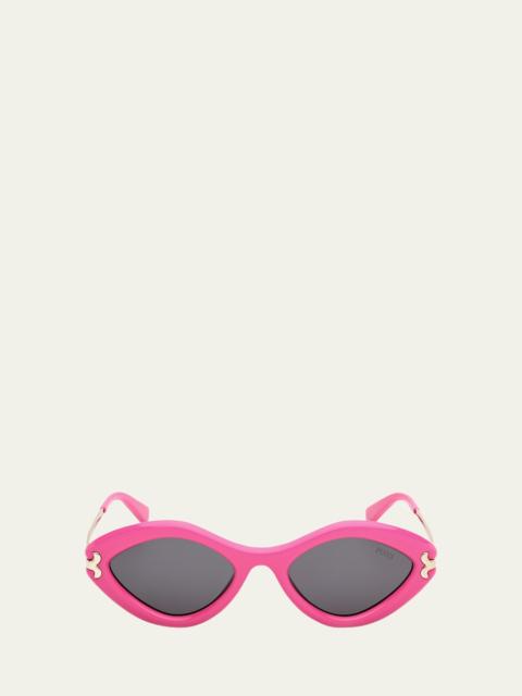 PUCCI Logo Acetate & Metal Oval Sunglasses