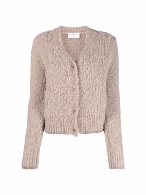 V-neck fleece cardigan