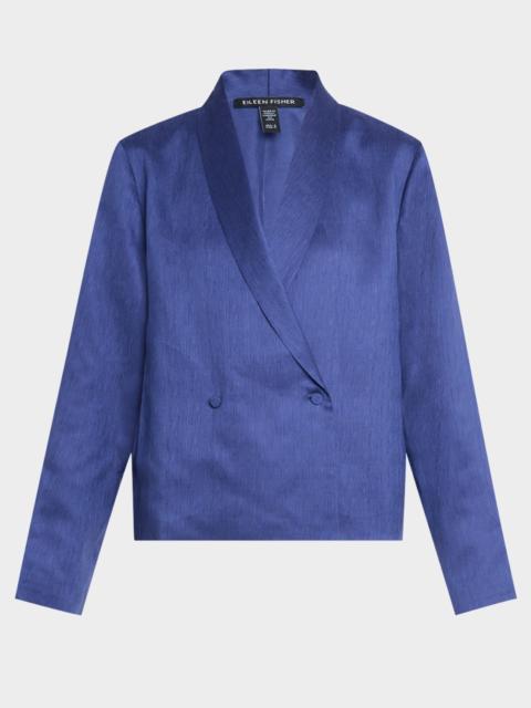 EILEEN FISHER Double-Breasted Textured Silk Jacket