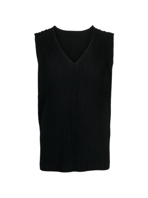 V-neck pleated tank top