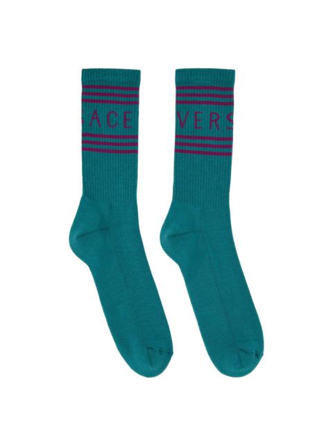 VERSACE Blue Athletic Socks