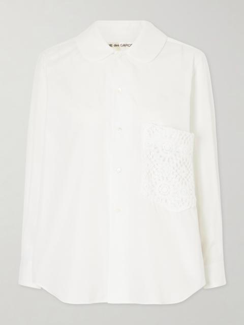 Comme Des Garçons Crochet-trimmed Cotton-poplin Shirt