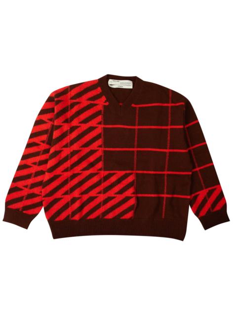 Off-White Wool Diag Panel Sweater 'Maroon'