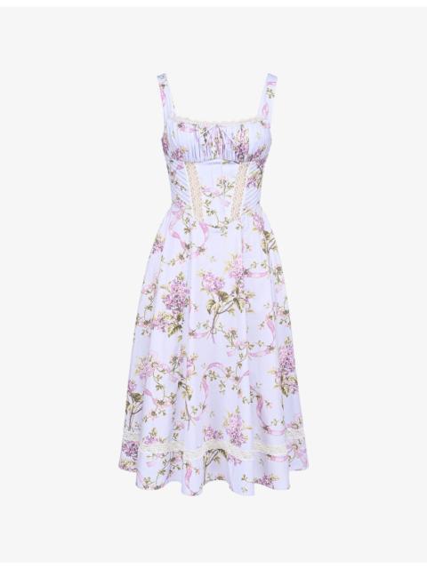 House of CB Kim Floral-Print Cotton Midi Dress