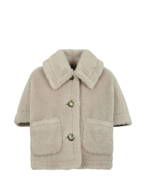 Max Mara alpaca and wool Teddy-fabric boxy cape jacket