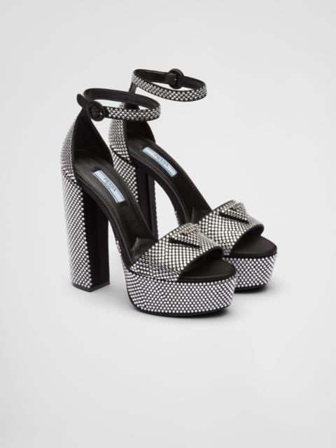 Prada Satin platform sandals with crystals | REVERSIBLE