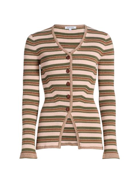 VERONICA BEARD Women's Grazia Stripe Cardigan - Pink Shell Stone Army