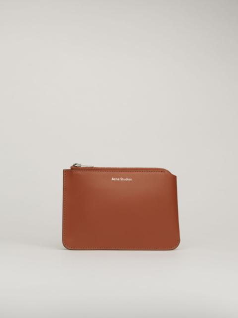 Acne Studios Leather zip wallet almond brown