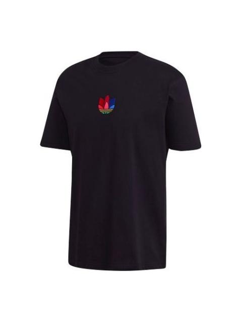 adidas adidas originals 3d Trefoil Tee Casual Logo Round Neck Short Sleeve Black GE0829