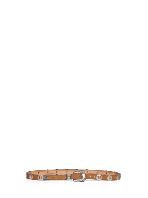 Golden Goose Light brown nubuck thin Lace belt with inlays