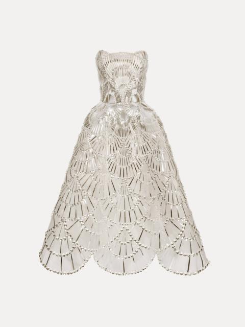 Oscar de la Renta SEQUIN & CRYSTAL SCALLOP EMBROIDERED GOWN