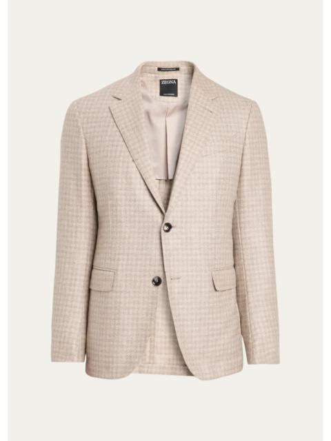ZEGNA Men's Cashmere Tonal Houndstooth Single-Breasted Sport Coat