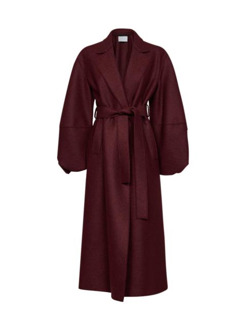 Harris Wharf London Cinabre felted wool long puff-sleeves belted wrap coat