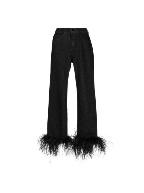 16ARLINGTON feather-detail slim-cut jeans
