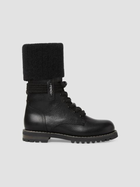 FENDI Women's Commando Leather Combat Boots - Nero