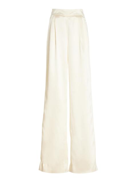 Relaxed Silk Wide-Leg Pants ivory