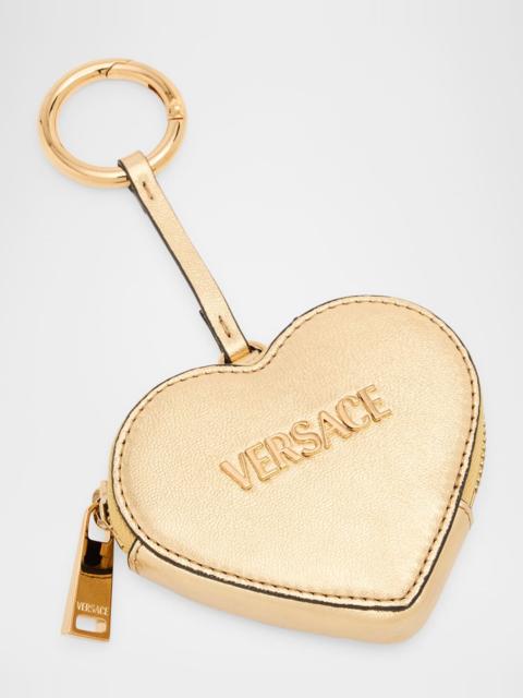 VERSACE Heart-Shaped Lambskin Leather Coin Purse
