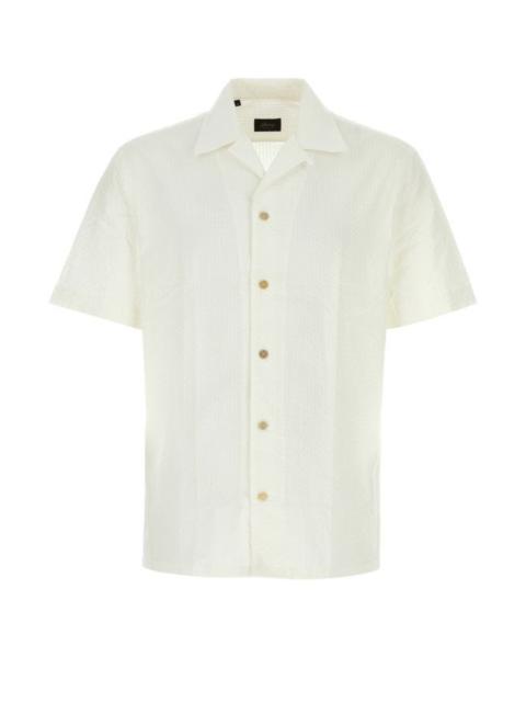 Brioni White seersucker shirt