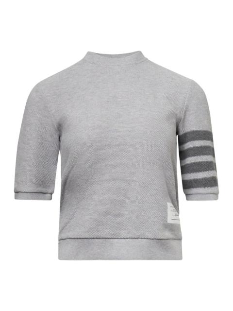 Thom Browne Rib Cuff Tee In Textured Pique