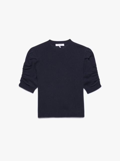 FRAME Ruched Sleeve Cashmere Sweater in Navy