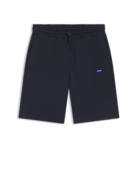 HUGO COTTON-TERRY SHORTS WITH LOGO PATCH
