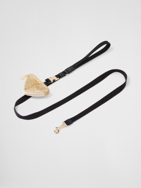 Prada Woven nylon tape pet leash with crystals