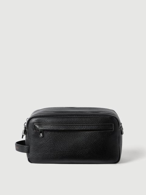 Brunello Cucinelli Grained calfskin beauty case with double zipper
