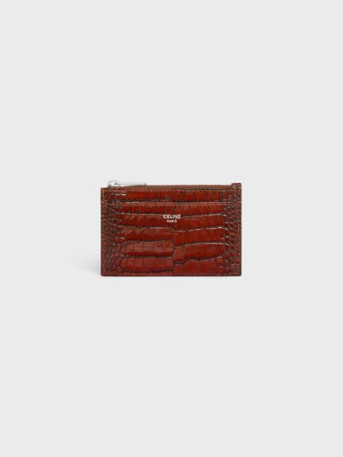 Zipped Card Holder in CROCODILE EMBOSSED CALFSKIN