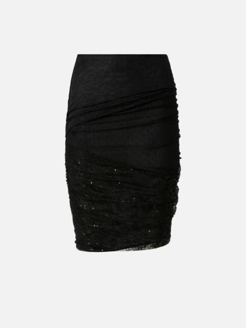 PINKO PATCHWORK-EFFECT LACE PENCIL SKIRT
