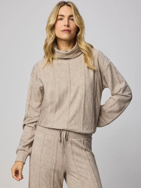 Splendid Cable Lounge Turtleneck Top