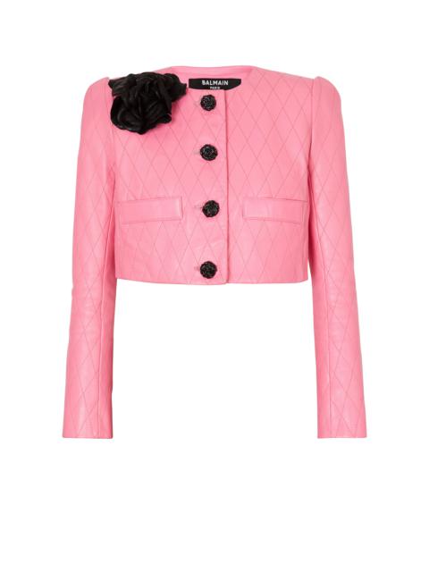 Balmain Quilted cropped leather jacket