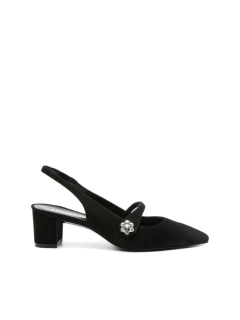 Crystal Fleur 55mm leather pumps