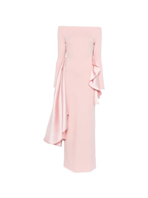 SOLACE LONDON ruffled long sleeve maxi dress
