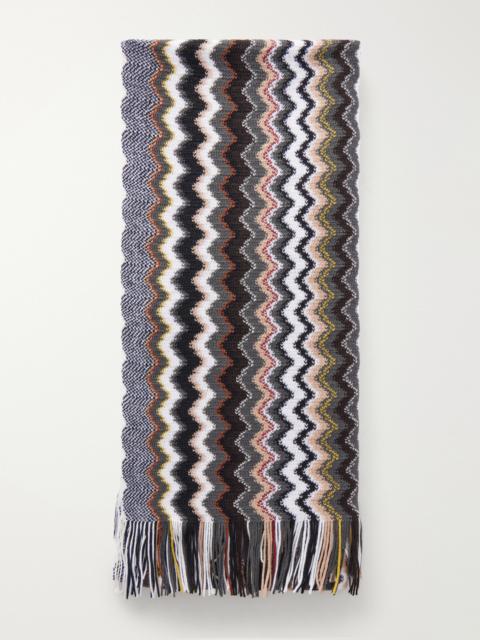 Missoni Striped Crochet-Knit Wool-Blend Scarf