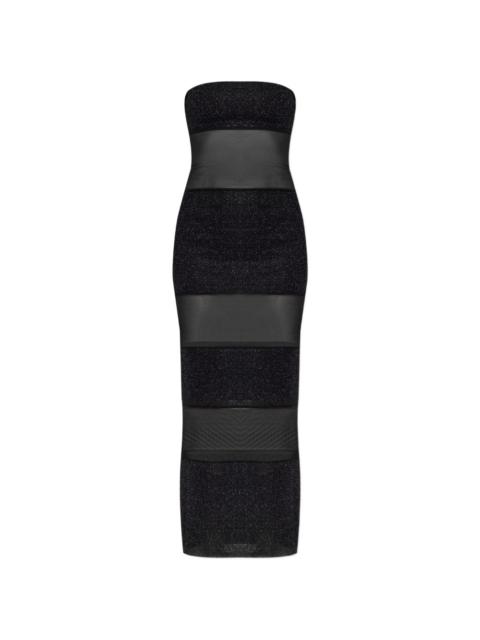 Oséree sheer-panel strapless maxi dress