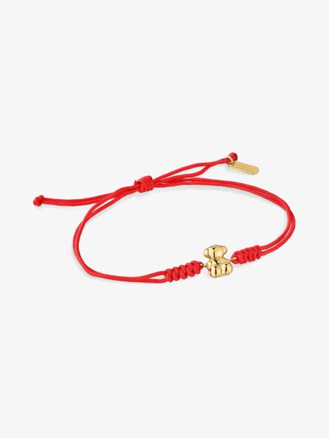 TOUS Red nylon and 18K solid gold bear Bracelet Bold Bear