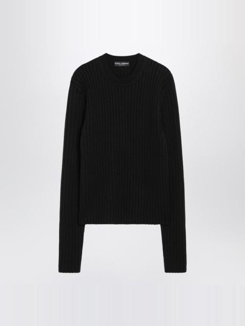 Dolce&Gabbana Black Ribbed Wool Sweater Men