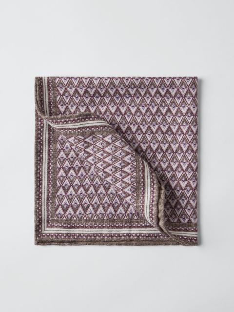 Silk pocket square with geometric design