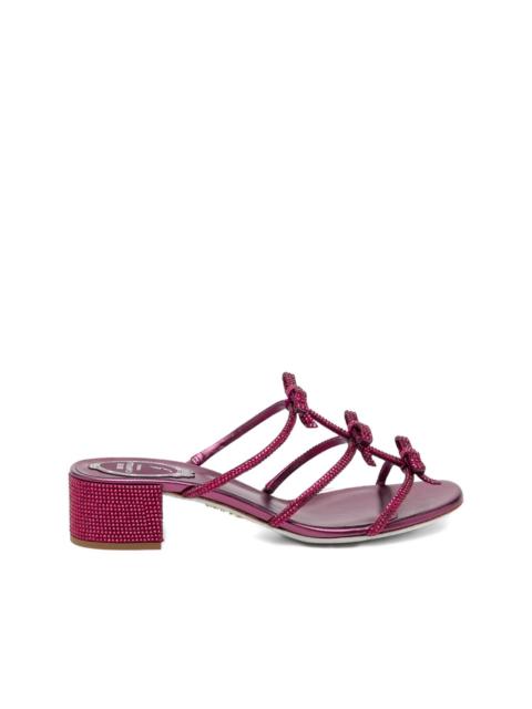 RENE CAOVILLA 40mm crystal-embellished ribbon heeled sandals