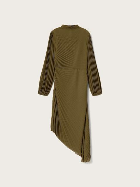 ALLSAINTS MILENA ASYMMETRIC PLEATED MIDI DRESS