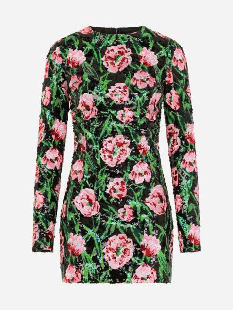 Dolce & Gabbana Short dress with sequined tulip embellishment
