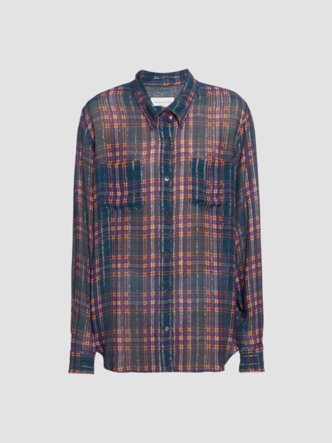 Dries Van Noten Women's Cheers Plaid Oversized Shirt - Blue