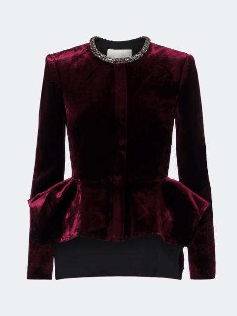 ROLAND MOURET Embellished peplum velvet blazer