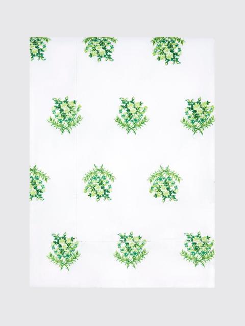 EMILIA WICKSTEAD Amalia Duvet Cover in Green Floral Print on White Linen