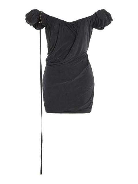 JACQUEMUS Ciceri Off-The-Shoulder Draped Cupro Mini Dress black