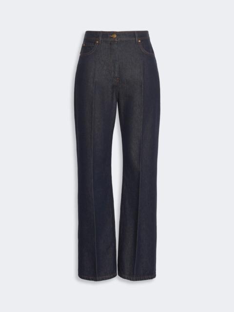 Max Mara ABBONO Denim-look cotton barrel-leg trousers - MIDNIGHTBLUE