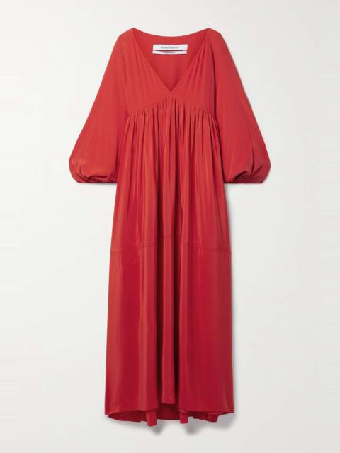 Another Tomorrow Gathered silk crepe de chine maxi dress